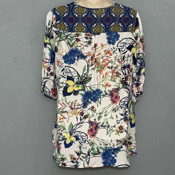 Fig and Flower Women Top Plus 2X Floral Tunic Patch Pockets Retro Classic Casual - Picture 7 of 16